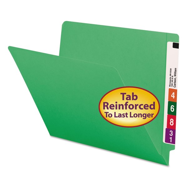 Smead File Folder End Tab, Green, PK100 25110